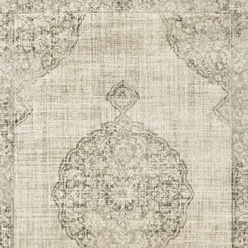 10' X 13' Ivory And Gray Oriental Distressed Area Rug