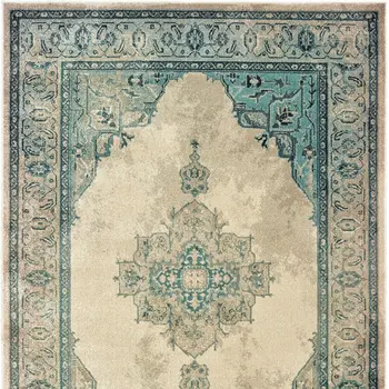 10' X 13' Ivory And Blue Oriental Distressed Area Rug