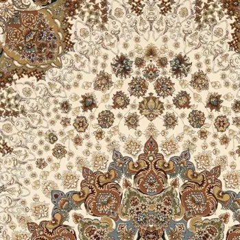 8' X 11' Ivory Black And Tan Medallion Area Rug With Fringe