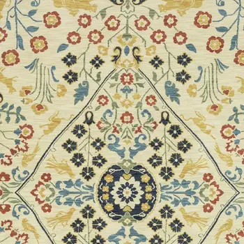 5' X 8' Ivory Orange And Navy Blue Oriental Area Rug With Fringe