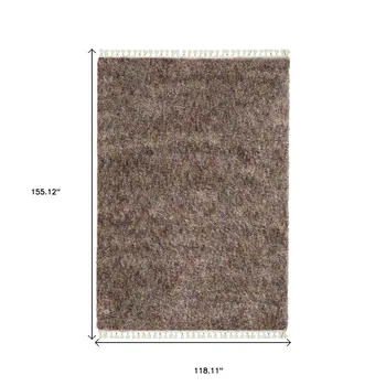 10' X 13' Orange Blue And Yellow Abstract Shag Area Rug With Fringe
