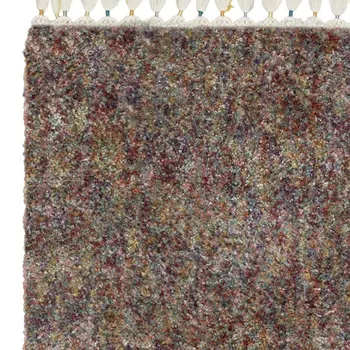 4' X 5' Orange Blue And Yellow Abstract Shag Area Rug With Fringe