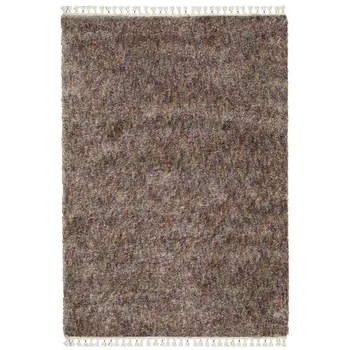 8' X 11' Orange Blue And Yellow Abstract Shag Area Rug With Fringe