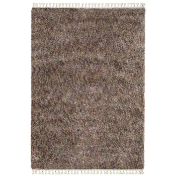 8' X 11' Orange Blue And Yellow Abstract Shag Area Rug With Fringe