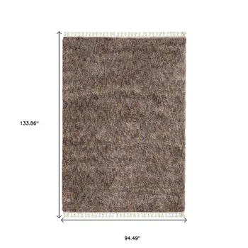 8' X 11' Orange Blue And Yellow Abstract Shag Area Rug With Fringe