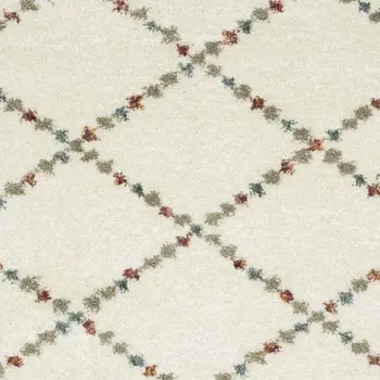 5' X 8' Gray Ivory And Tan Diamond Shag Area Rug With Fringe