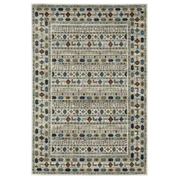 4' X 6' Ivory Tan And Gray Tribal Area Rug