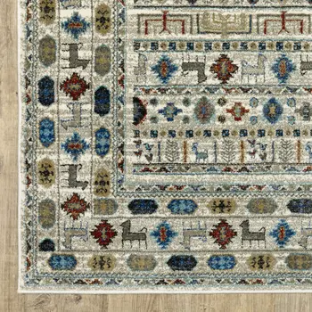 4' X 6' Ivory Tan And Gray Tribal Area Rug