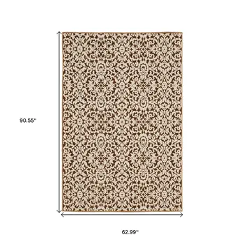 5' X 8' Rust And Beige Oriental Area Rug