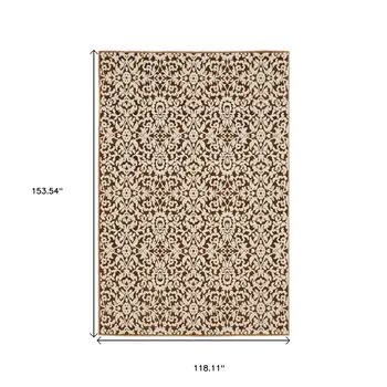 10' X 13' Rust And Beige Oriental Area Rug
