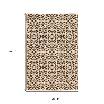 7' X 10' Rust And Beige Oriental Area Rug