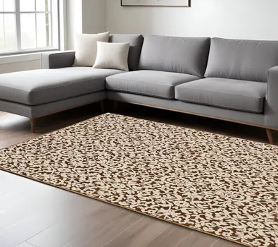 7' X 10' Rust And Beige Oriental Area Rug
