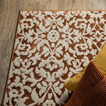 7' X 10' Rust And Beige Oriental Area Rug