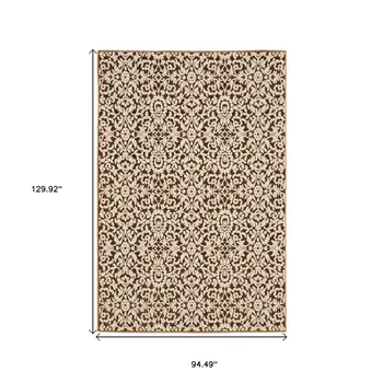 8' X 11' Rust And Beige Oriental Area Rug