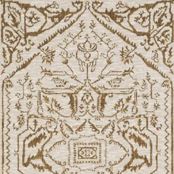 5' X 8' Ivory And Gold Oriental Area Rug