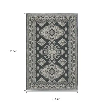 10' X 13' Blue And Gray Medallion Area Rug