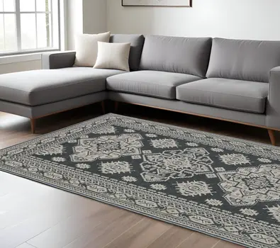 10' X 13' Blue And Gray Medallion Area Rug