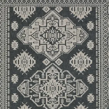 5' X 8' Blue And Gray Medallion Area Rug