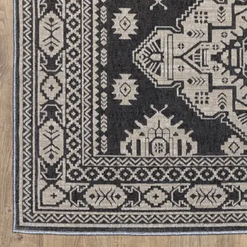 5' X 8' Blue And Gray Medallion Area Rug