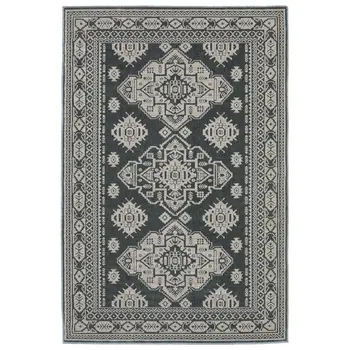 8' X 11' Blue And Gray Medallion Area Rug