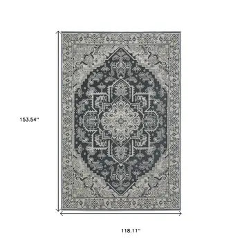 10' X 13' Blue And Gray Oriental Area Rug