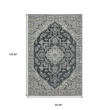 8' X 11' Blue And Gray Oriental Area Rug