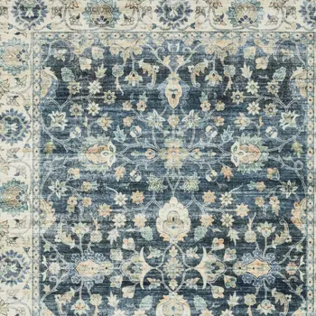 4' X 6' Blue And Ivory Oriental Distressed Area Rug