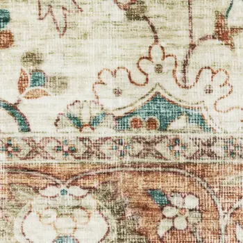 8' X 10' Ivory And Rust Oriental Distressed Area Rug