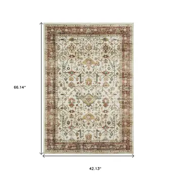 4' X 6' Ivory Oriental Distressed Area Rug
