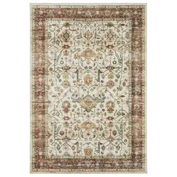 8' X 10' Ivory Oriental Distressed Area Rug
