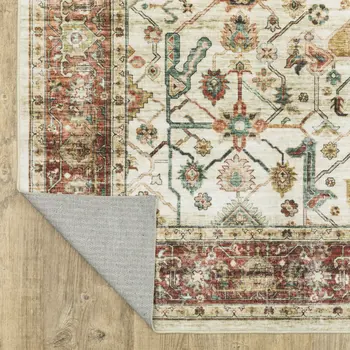 8' X 10' Ivory Oriental Distressed Area Rug