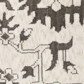 5' X 8' Ivory And Gray Oriental Area Rug