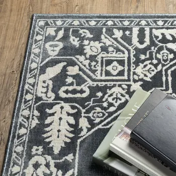 10' X 13' Blue And Ivory Oriental Area Rug