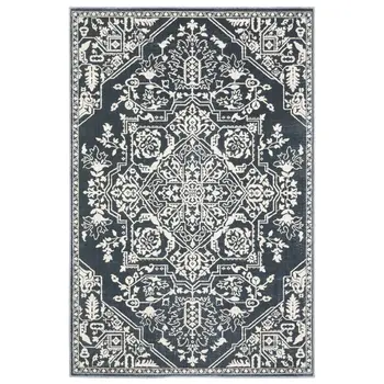 4' X 6' Blue And Ivory Oriental Area Rug