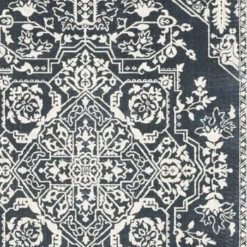 7' X 10' Blue And Ivory Oriental Area Rug