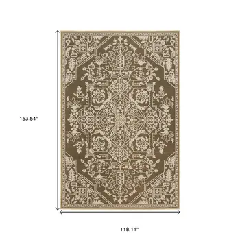 10' X 13' Gold And Beige Oriental Area Rug