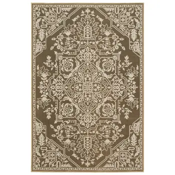 10' X 13' Gold And Beige Oriental Area Rug