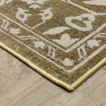 10' X 13' Gold And Beige Oriental Area Rug