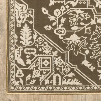 10' X 13' Gold And Beige Oriental Area Rug
