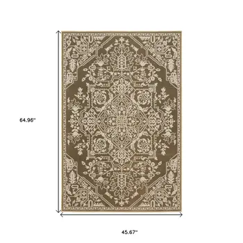 4' X 6' Gold And Beige Oriental Area Rug
