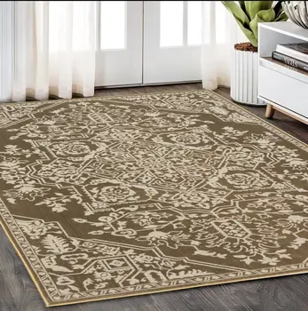 5' X 8' Gold And Beige Oriental Area Rug