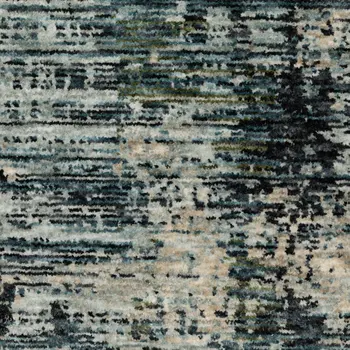 8' X 11' Beige And Blue Abstract Distressed Area Rug With Fringe