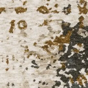 10' X 13' Beige And Gray Abstract Distressed Area Rug With Fringe