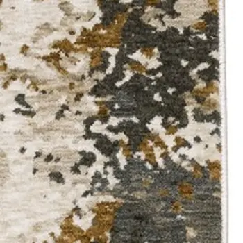7' X 10' Beige And Gray Abstract Distressed Area Rug With Fringe