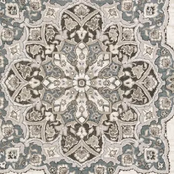 10' X 13' Brown And Blue Medallion Area Rug