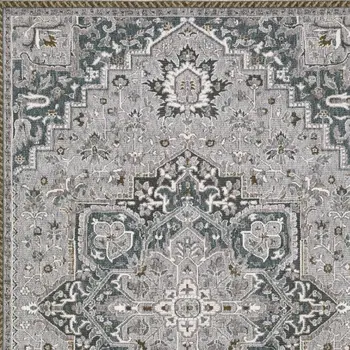 5' X 8' Brown And Blue Medallion Area Rug