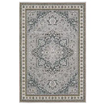 10' X 13' Blue And Gray Medallion Area Rug