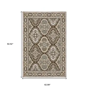 5' X 8' Blue And Gray Medallion Area Rug
