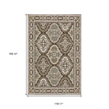 10' X 13' Ivory And Blue Medallion Area Rug