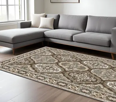 10' X 13' Ivory And Blue Medallion Area Rug